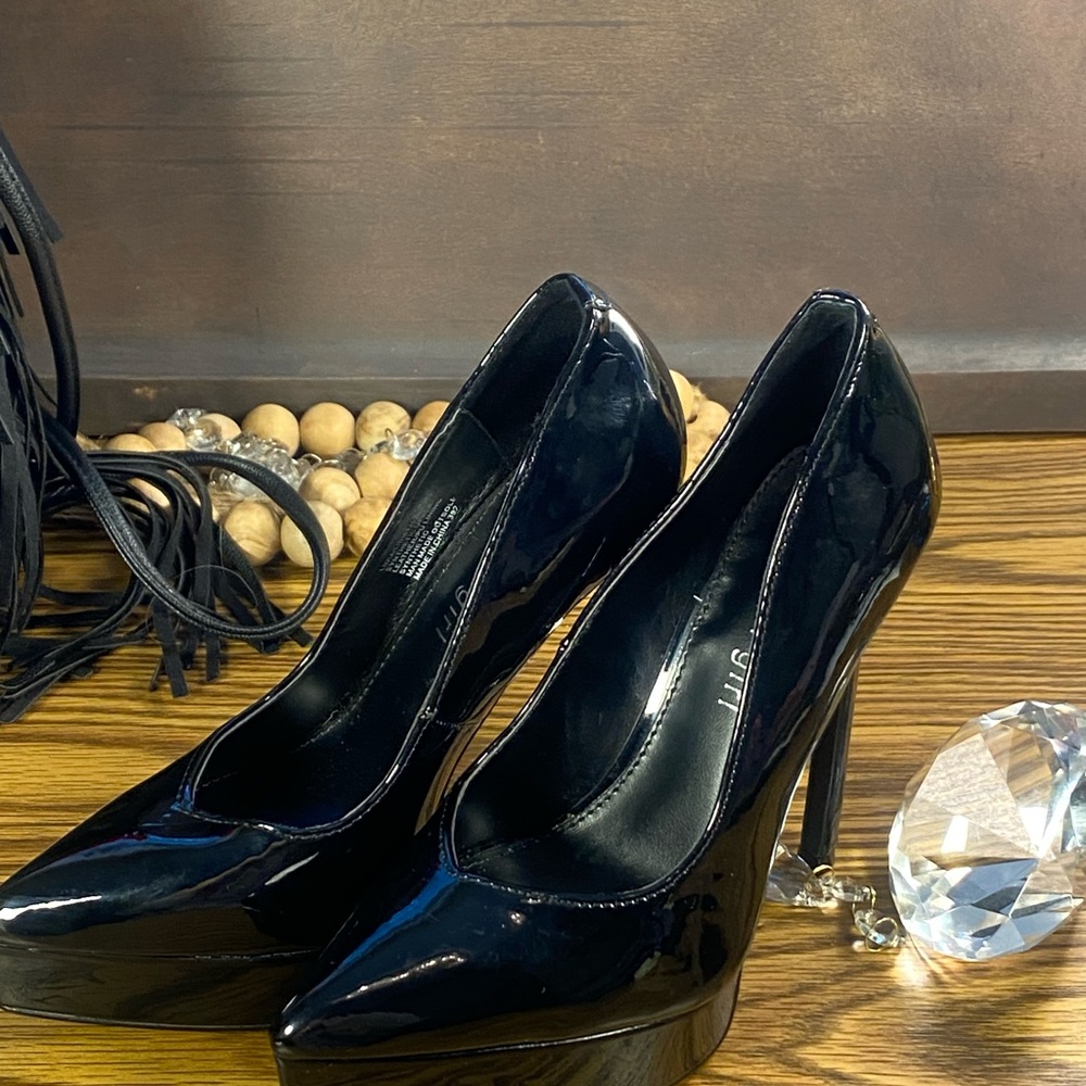 Madden Girl Shiny Black Stiletto Lidia Heels - Picture 7 of 7